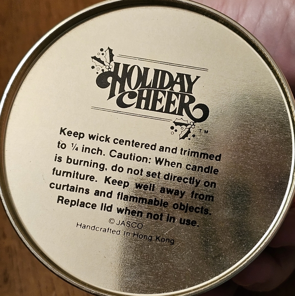 Vintage Jasco Holiday Cheer Tin Cup Christmas Mice Themed Candle / Bank - 1970's - Picture 5 of 10